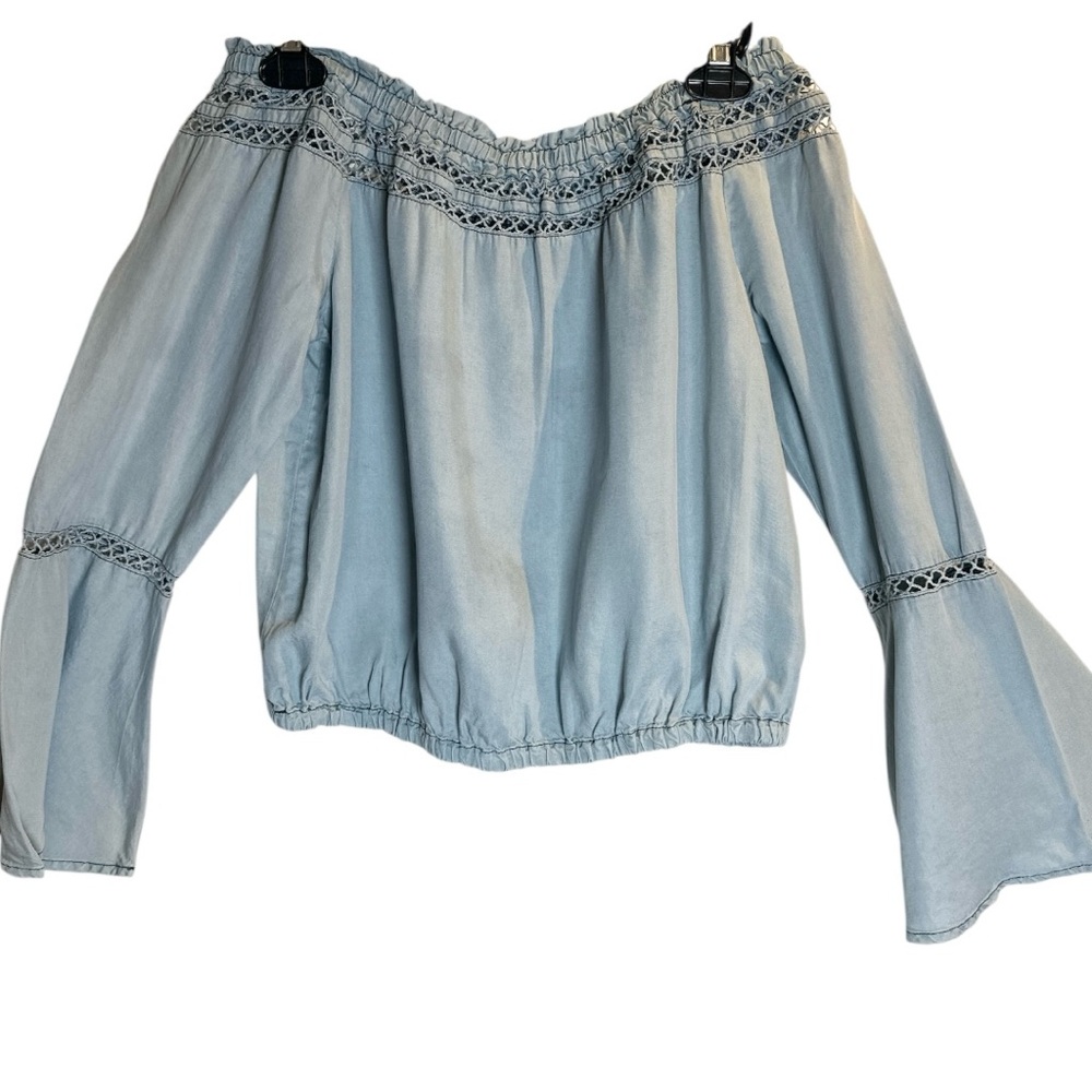 Walter Baker Sky Blue Off-Shoulder Blouse - Picture 2 of 9